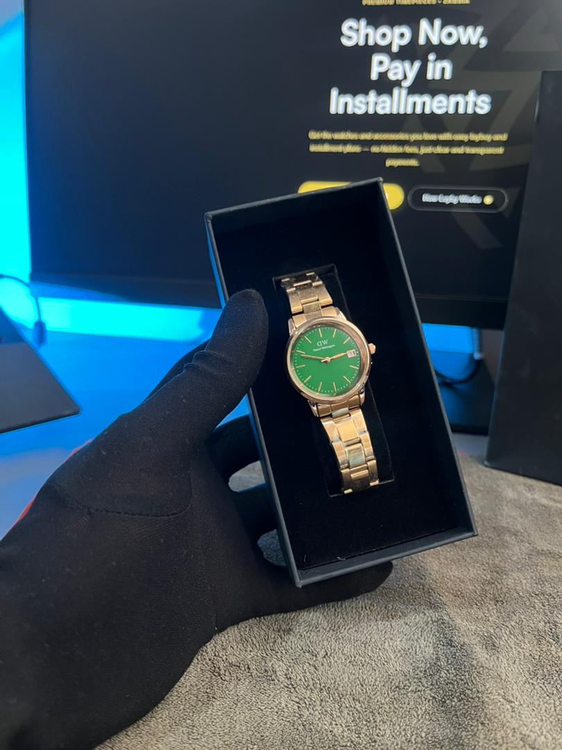 Daniel Wellington Iconic Link | Rose Gold & Green Inside
