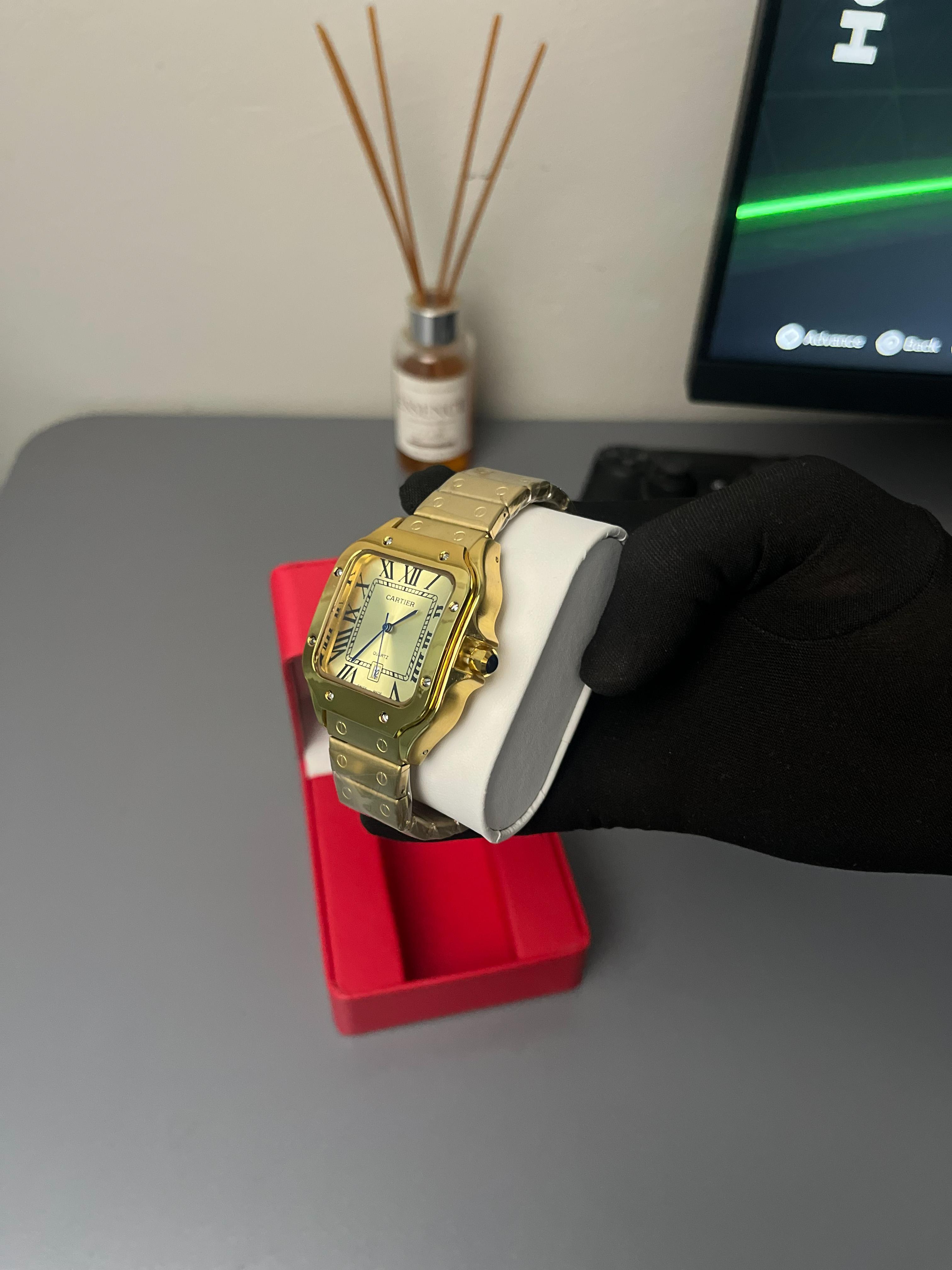 Cartier Women | Santos de Cartier - Yellow Gold and Calfskin Straps view 2